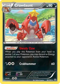 Crawdaunt 92/160 Rare Holo card from Primal Clash