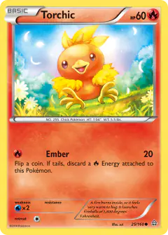 Torchic 25/160 Common card from Primal Clash