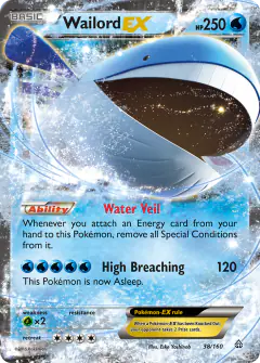 Wailord-EX 38/160 Rare Holo EX card from Primal Clash