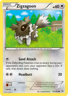 Zigzagoon 111/160 Common card from Primal Clash