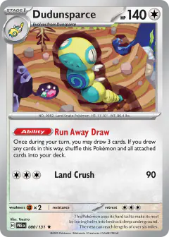 Dudunsparce 080/131 Rare card from Prismatic Evolutions