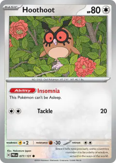 Hoothoot 077/131 Common card from Prismatic Evolutions