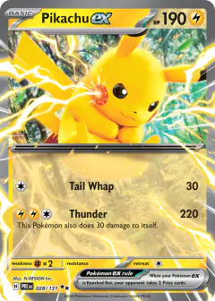 Pikachu ex 028/131 Double Rare card from Prismatic Evolutions