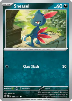 Sneasel 061/131 Common card from Prismatic Evolutions