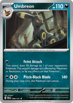 Umbreon 059/131 Rare card from Prismatic Evolutions
