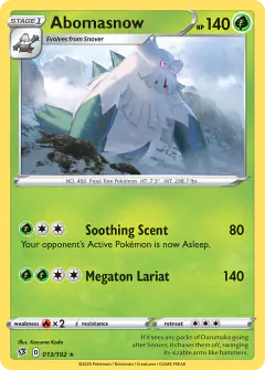 Abomasnow 013/192 Rare card from Rebel Clash