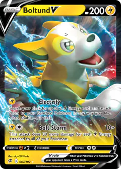 Boltund V 067/192 Rare Holo V card from Rebel Clash