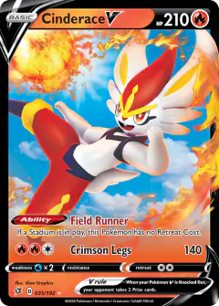 Cinderace V 035/192 Rare Holo V card from Rebel Clash