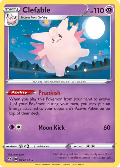 Clefable 075/192 Rare Holo card from Rebel Clash