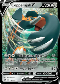 Copperajah V 136/192 Rare Holo V card from Rebel Clash