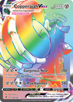 Copperajah VMAX 199/192 Rare Rainbow card from Rebel Clash