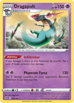 Dragapult 091/192 Rare Holo card from Rebel Clash