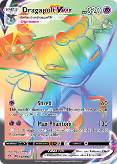 Dragapult VMAX 197/192 Rare Rainbow card from Rebel Clash