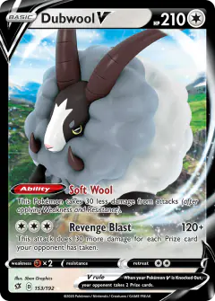 Dubwool V 153/192 Rare Holo V card from Rebel Clash