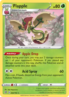 Flapple 022/192 Rare Holo card from Rebel Clash