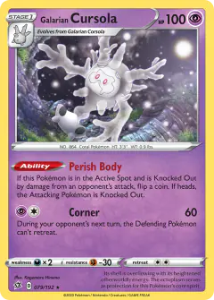 Galarian Cursola 079/192 Rare Holo card from Rebel Clash