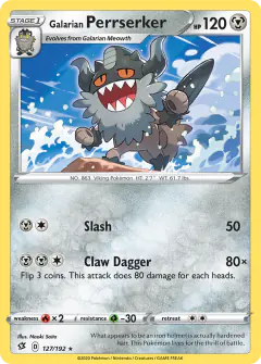 Galarian Perrserker 127/192 Rare card from Rebel Clash