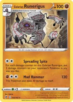Galarian Runerigus 102/192 Rare card from Rebel Clash