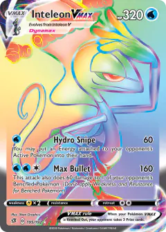 Inteleon VMAX 195/192 Rare Rainbow card from Rebel Clash