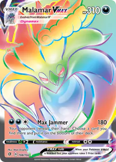 Malamar VMAX 198/192 Rare Rainbow card from Rebel Clash