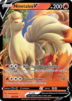 Ninetales V 026/192 Rare Holo V card from Rebel Clash