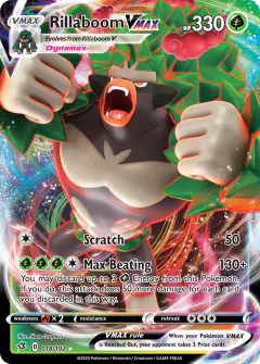 Rillaboom VMAX 018/192 Rare Holo VMAX card from Rebel Clash