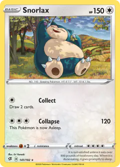 Snorlax 141/192 Rare card from Rebel Clash