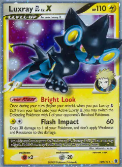 Luxray GL LV.X 109/111 Rare Holo LV.X card from Rising Rivals