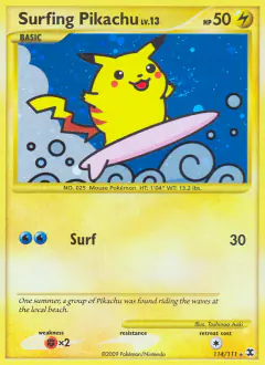 Surfing Pikachu 114/111 Rare Secret card from Rising Rivals