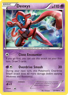 Deoxys 33/108 Rare Holo card from Roaring Skies