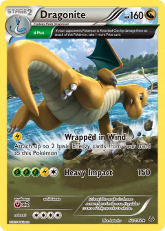 Dragonite 52/108 Rare Holo card from Roaring Skies