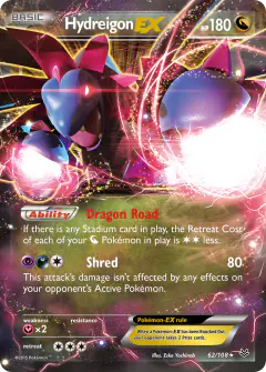 Hydreigon-EX 62/108 Rare Holo EX card from Roaring Skies