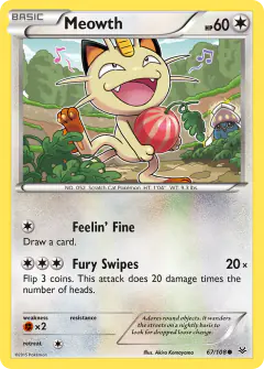 Meowth 67/108 Common card from Roaring Skies