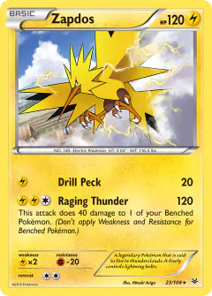 Zapdos 23/108 Rare card from Roaring Skies