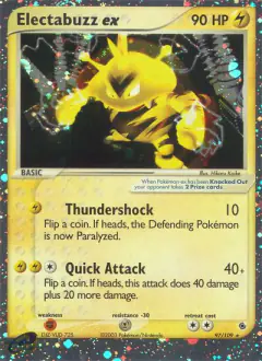 Electabuzz ex 97/109 Rare Holo EX card from Ruby & Sapphire