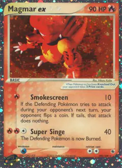Magmar ex 100/109 Rare Holo EX card from Ruby & Sapphire