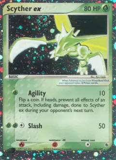 Scyther ex 102/109 Rare Holo EX card from Ruby & Sapphire