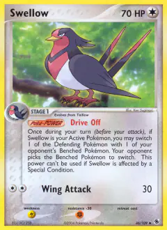 Swellow 46/109 Uncommon card from Ruby & Sapphire