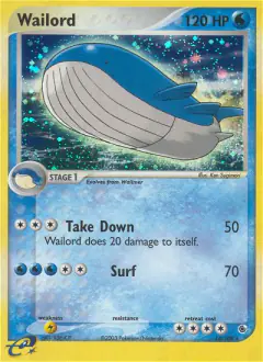 Wailord 14/109 Rare Holo card from Ruby & Sapphire