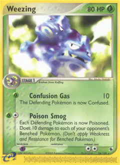 Weezing 24/109 Rare card from Ruby & Sapphire