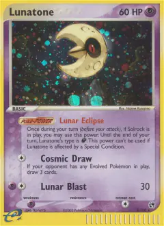 Lunatone 8/100 Rare Holo card from Sandstorm