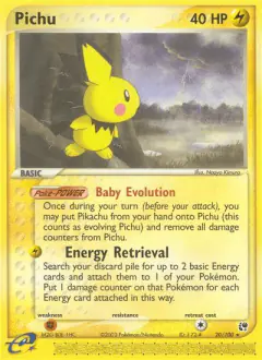 Pichu 20/100 Rare card from Sandstorm