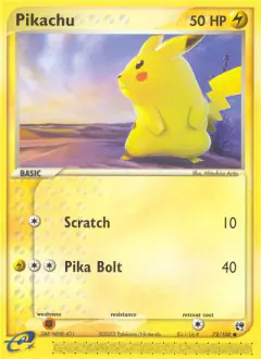 Pikachu 72/100 Common card from Sandstorm