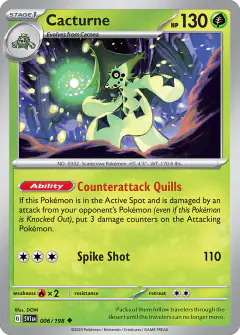 Cacturne 006/198 Uncommon card from Scarlet & Violet Base