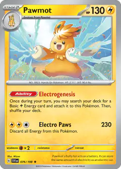 Pawmot 076/198 Rare card from Scarlet & Violet Base