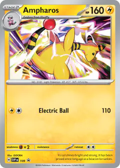 Ampharos 109 Promo card from Scarlet & Violet Black Star Promos