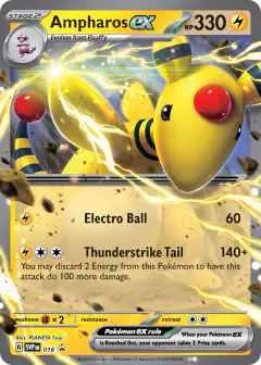 Ampharos ex 016 Promo card from Scarlet & Violet Black Star Promos