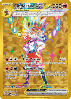 Cinderace ex 163 Promo card from Scarlet & Violet Black Star Promos