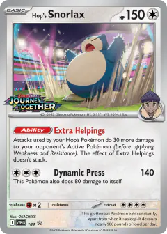 Hop's Snorlax 184 Promo card from Scarlet & Violet Black Star Promos
