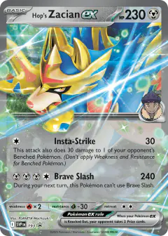 Hop's Zacian ex 193 Promo card from Scarlet & Violet Black Star Promos